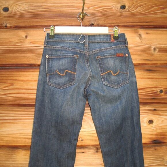 7 for All Mankind Low Rise Boot Cut Jeans 24 X 32 - Picture 7 of 11